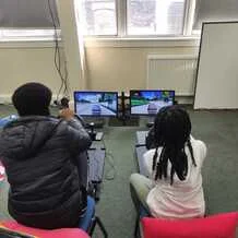 VR Steering wheel kids playing