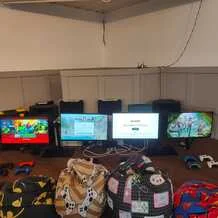 Indoor gaming party ready for guests